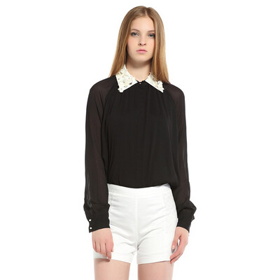 

ASOBIO сладкий и элегантный spunlace шифон рубашка с длинным рукавом 4333323827 999 черный 165 / 88A-M