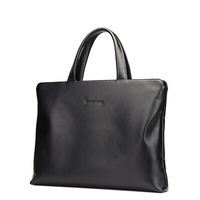 

American bison men briefcase cross section handbag headband cowhide men bag casual belt liner computer bag N2391-3B black