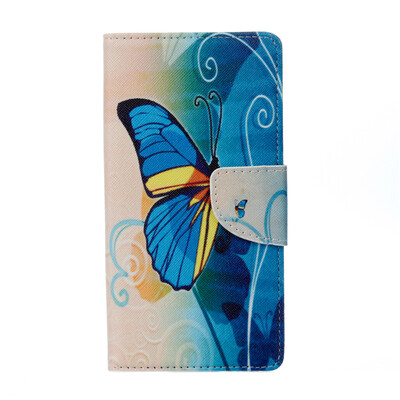 

Blue Butterfly Design PU Leather Flip Cover Wallet Card Holder Case for Wiko FREDDY