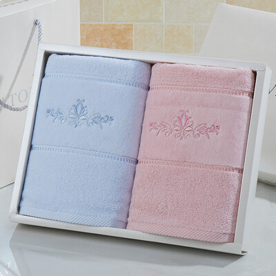 

Covator towel gift box plain thick European-style long-haired cotton towel gift box towel 2 gift box including handbag MYAQFT powder blue