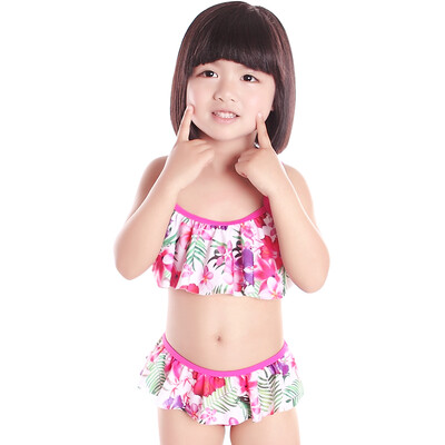 

Yi Zi (EZI) children split two sets of cute princess swimsuit girl swimsuit white leaf flower 140cm Ezi11052