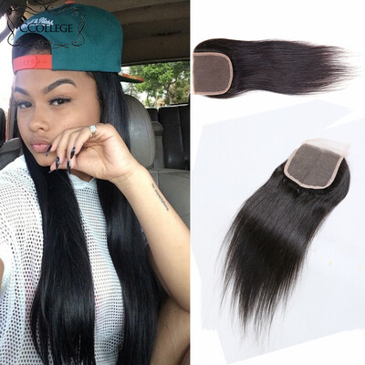 

Мода 8a Перуанское прямое закрытие CCollege Hair Company Перуанское закрытие Человеческие волосы Кружева Закрытие Отбеленные узлы Свободный Средний 3