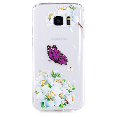 

Purple Butterfly Pattern Soft Thin TPU Rubber Silicone Gel Case Cover for SAMSUNG GALAXY S7 Edge