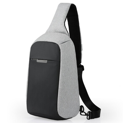 

Mi Xi mixi anti-theft chest bag men light business multi-compartment chest bag leisure sports Messenger bag fashion trend shoulder small bag gray with black 12.5 inches M2081