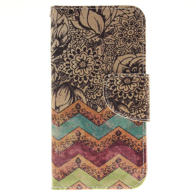 

Wave flower Design PU Leather Flip Cover Wallet Card Holder Case for LG K4