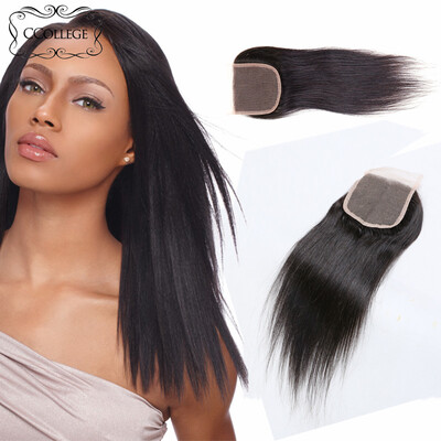 

Мода 8a Перуанское прямое закрытие CCollege Hair Company Перуанское закрытие Человеческие волосы Кружева Закрытие Отбеленные узлы Свободный Средний 3