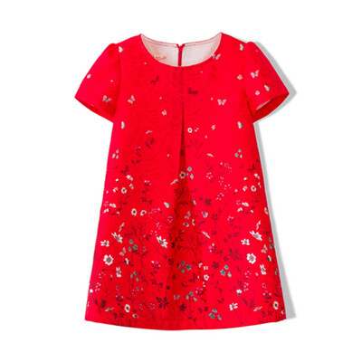 

Flossie Flordeer French Kids Girl Butterfly Print Dress F6026 Red 130