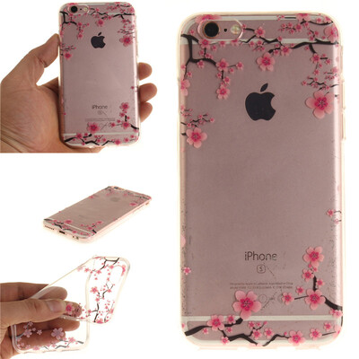 

Вверх и вниз цветок сливы картины мягкий тонкий ТПУ резиновый силиконовый гель обложка чехол для IPHONE 6/6S