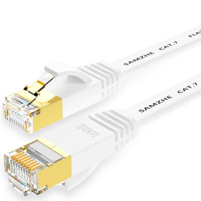 

Shanze SAMZHE CAT-703A seven CAT7 class flat cable galvanized shielded twisted pair network cable computer network jumper 7 category finished cable white 3 meters