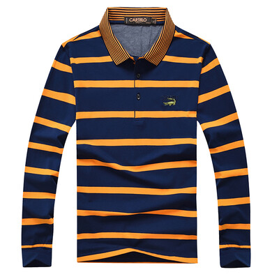 

(CARTELO) long-sleeved T-shirt male lapel striped men's casual POLO shirt 16001KE0903 fruit green M