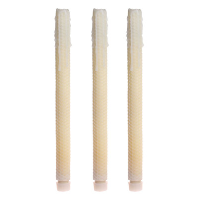 

Home Impressions Led Melted Dripping Taper Candles With TimerHoneyComb pattern12 inch tallIvoryPack of 3