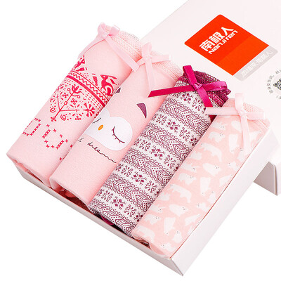 

Antarctic Nanjiren ladies underwear 4 cotton waist triangle women&39s underwear mixed color gift box bowknot NF16X25312-4B 4 color mixed M