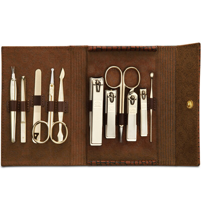 

777 Nail Knife Set Nail Clamp Clamp Personal Care Repair Set 11pcs Set TS-1537G Brown