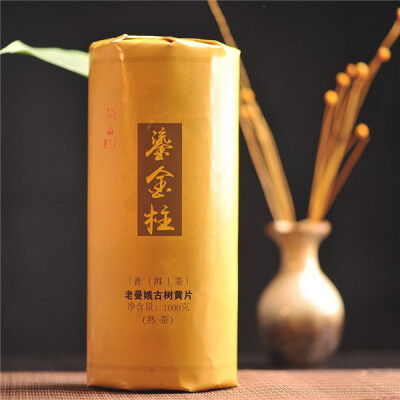 

Dr Puer Tea LaoManE Ancient Tree Golden Leaves Cylinder Pu-erh 2016 1000g Ripe