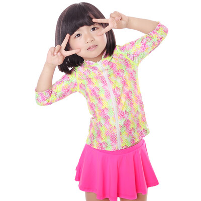 

Yizi EZI children&39s baby swimwear girls students split skirt surfing suit three-piece 12035 pineapple printing 8-9 years old