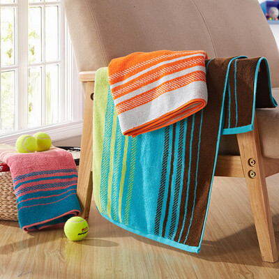 

Juno (Covator) Спортивное полотенце Хлопок Полоса Спортивное полотенце Фитнес Полотенце пот увеличение 11468 Синие кофейные полоски 40 * 110 см