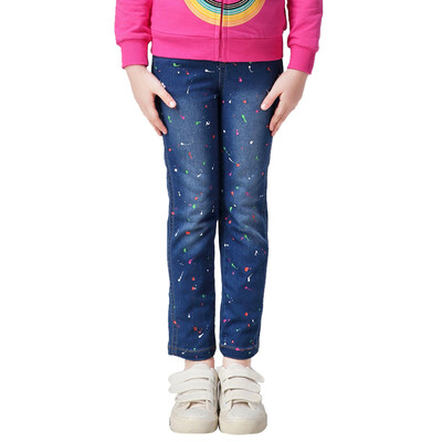 

Xin Song girls color points point leisure jeans in the children&39s spring&autumn cowboy casual trousers trousers E056B 13056