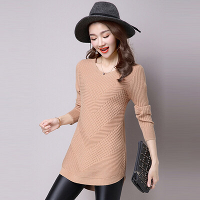 

A long morning 2017 Korean version of the Slim of the long-sleeved long-sleeved long-sleeved knit dress autumn S65W0007 wine red M