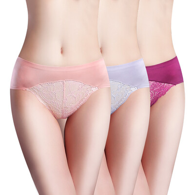 

США и Ya Ting [3] Женское нижнее белье Бесшовные сексуальные удобные полые кружевные нижнее белье женщины стекло золото + сон фиолетовый + вишневый порошок L код