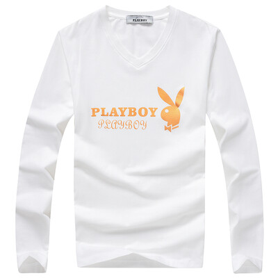 

PLAYBOY Мужская модная футболка с длинным рукавом и V-образным вырезом