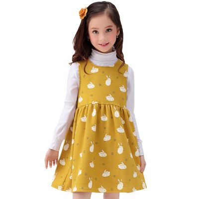 

Xin Song girl small fox warm velvet vest in the skirt in the big children autumn and winter warm sleeveless dress light blue H024A2 110/56