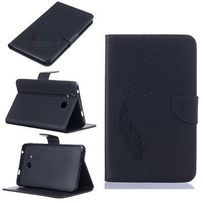 

Black feathers Style Embossing Classic Flip Cover with Stand Function and Credit Card Slot for SAMSUNG GALAXY Tab A 7.0 T280