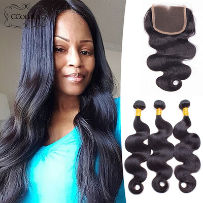 

Малайзийская телесная волна 3 комплектов с кружевным закрытием цвета 1B CCollege Hair Products Малайзийские коллекции волос для волос Virgin Virgin Free Shipping