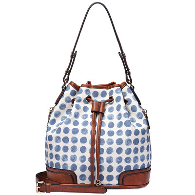 

Baifeng (Baifeng) handbag retro Europe and the United States dot bag Maccaron draw with shoulder bag female blue wave point