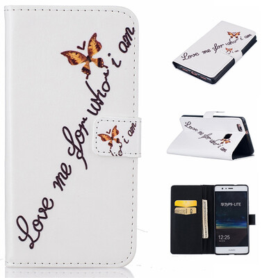 

Butterfly Design PU Leather Flip Cover Wallet Card Holder Case for HUAWEI P9 Lite