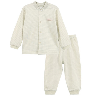 

Xin Song baby color cotton cardigan suit newborn spring and autumn color cotton underwear shirt pants suit natural green C287D66
