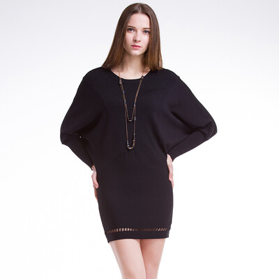 

TMI Mystery Women's Korean Bat Sleeve Мозаика Вязаная облегающая юбка 161241 Black M