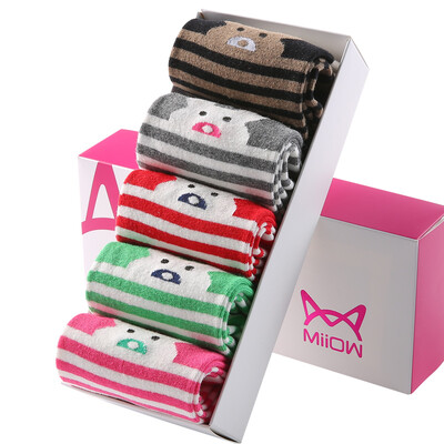 

[Jingdong supermarket] cat people (MiiOW) [5 pairs] socks Ms. stockings female summer cotton cartoon stripes warm tube in the socks socks
