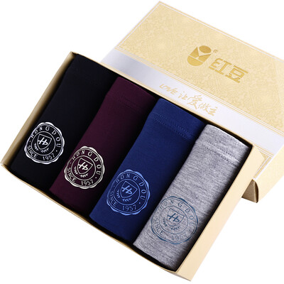 

Red bean hongdou men&39s underwear modal fabric printing shorts flat angle crotch 4 gift box 185105