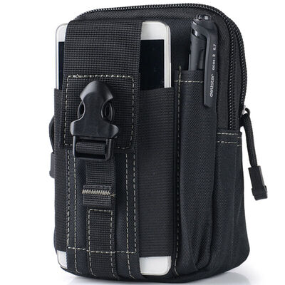 

Chi movement of multi-functional tactical pockets running army wearing a belt mobile phone pockets black
