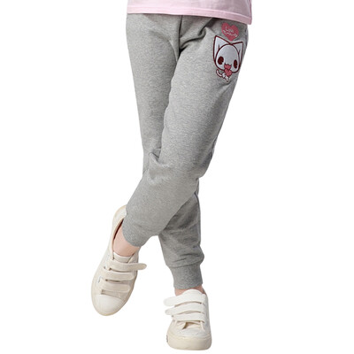 

Xin Song girls hide blue panda patch embroidered leisure sports trousers children spring spring knitted sports pants E010B110 / 53