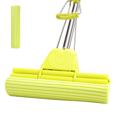 

Meilixin Piston Cotton Mop Mop Hand Wash Three Stainless Steel Rods Double-row Roller-type Water Sponge Mop Milling Head 28CM MTL-JM006