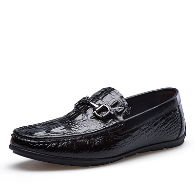 

Playboy (PLAYBOY) Мужская классическая деловая повседневная кожаная обувь Crocodile Velcro Shoes Повседневная обувь для горошек Мужская обувь Black 40