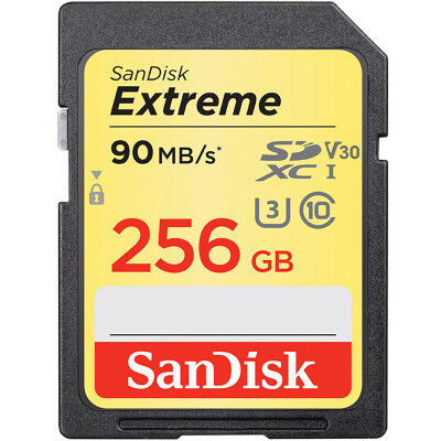 

SanDisk 256GB read speed 90MB s write speed 60MB s Extreme speed SDXC UHS-I memory card V30 U3 Class10 SD card