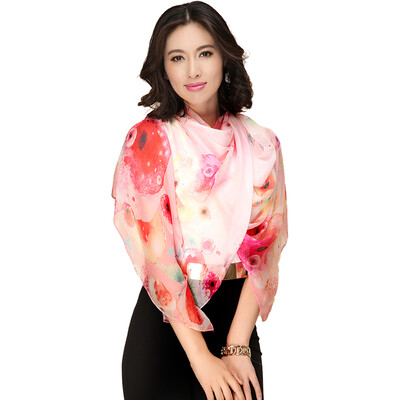 

[Jingdong supermarket] Shanghai story (STORY Of SHANGHAI) multicolored crystal powder silk scarf female spring silk shawl scarf