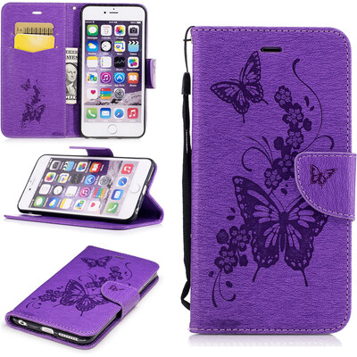 

Фиолетовая бабочка с тиснением Классическая флип-обложка с функцией подставки и слотом для кредитных карт для IPHONE 6 Plus/6S Plus