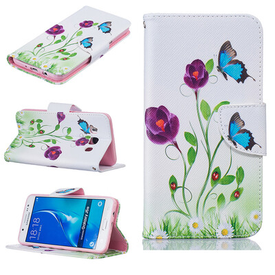 

Blue butterfly Design PU Leather Flip Cover Wallet Card Holder Case for SAMSUNG Galaxy J5 2016J510