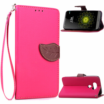 

Pink Design PU Leather Flip Cover Wallet Card Holder Case for LG G5
