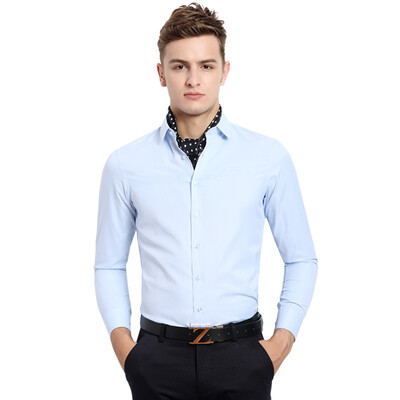 

Акация Птицы Xiangsiniao Рубашки Мужская сторона Twill Slim Бизнес Повседневная сплошная цветная рубашка с длинным рукавом Профессиональный Blank Blum 165 / 84A