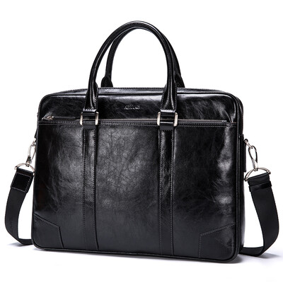 

Aokang Men&39s briefcase fashion crocodile pattern men&39s bag men&39s first layer of leather handbag business 8636241001 black
