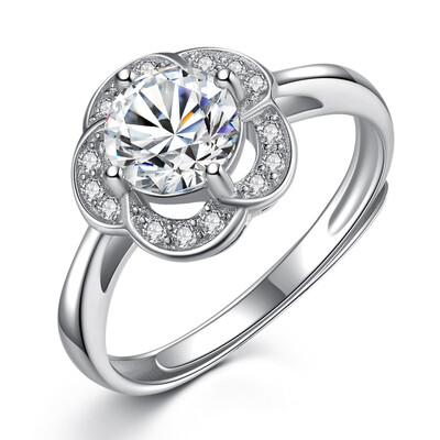 

Katie 925 silver ring female flower ring ring adjustable