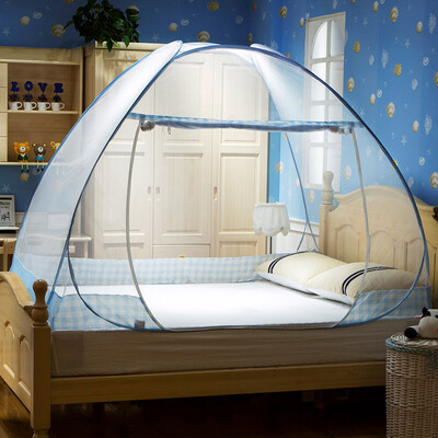 

Ин Xin Textile юрта бесплатная установка противомоскитных сеток с нижней проволокой ткани складной магией москитной сетки британского стиля - синий 1,8 м кровати