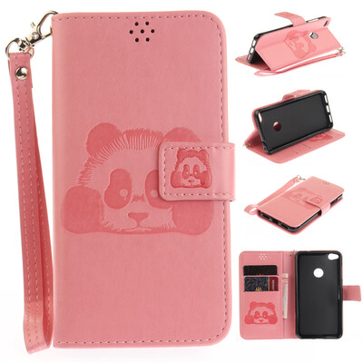 

Розовый Panda Стиль Тиснение Классический откидная крышка с подставкой Функция и слот кредитной карты для Huawei P8 Lite 2017