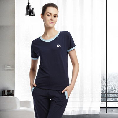 

[Супермаркет] Jingdong 4910 Playboy пара женщина хлопка пижамы пижамы костюмы весной и летом женщина с короткими рукавами футболки шорты дома костюм брюки темно-синий M