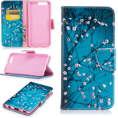 

Цветения сливы Дизайн Кожа PU откидная крышка бумажника карты держатель чехол для Huawei P10 Plus