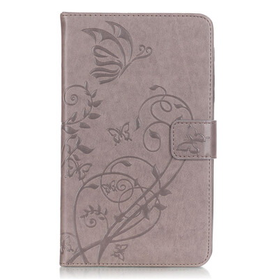 

Gray Flower Design PU Leather Flip Cover Wallet Card Holder Case for SAMSUNG T550